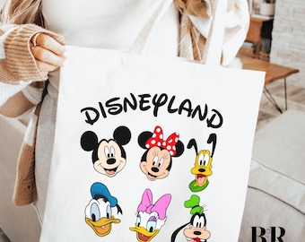 Sac fourre-tout en toile Mickey et ses amis Disneyland, sac fourre-tout Disney World, sac fourre-tout pour les vacances en famille Disney, sac fourre-tout voyage Disney, sac fourre-tout Disney