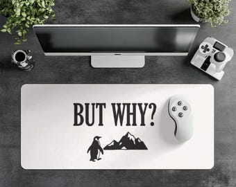 Alfombrilla de ratón "Pero por qué", alfombrilla de escritorio para juegos de pingüino nihilista, mentalidad estoica, tapete de juego con meme existencial