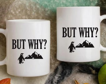 Taza "¿Pero por qué?", Taza de pingüino nihilista, Vasos de mentalidad estoica, Meme existencialista