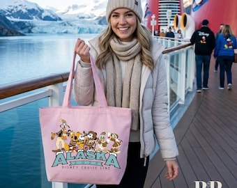 Mickey and Friends Disney Alaska Cruise Canvas Tote Bag, Disney Family Vacation Tote Bag, Disney Alaska Tote Bag, Disney Alaska Cruise Gift