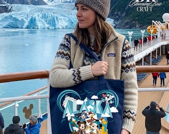 Mickey and Friends Disney Alaska Cruise Canvas Tote Bag, Disney Alaska Tote Bag, Disney Family Vacation Tote Bag, Disney Alaska Cruise Gift