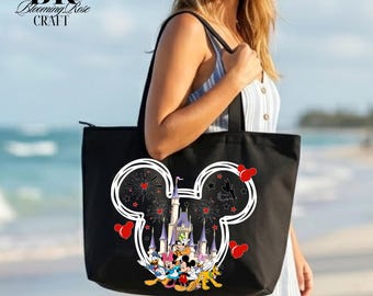 Mickey and Friends Disney Castle Canvas Tote Bag, Disneyland Tote Bag, Disney Family Vacation Tote Bag, Disney Group Trip Bag, Disney Gift