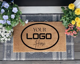 Tu logotipo aquí. Felpudo personalizado, felpudo de bienvenida con diseño personalizado, felpudo de bienvenida personalizado, regalo para nuevo hogar, felpudo personalizado, logotipo de empresa.