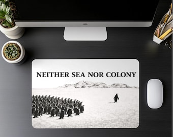 Alfombrilla de escritorio para juegos de pingüino nihilista, ¿pero por qué alfombrilla de ratón?, mentalidad estoica, alfombrilla de juego con meme existencial.