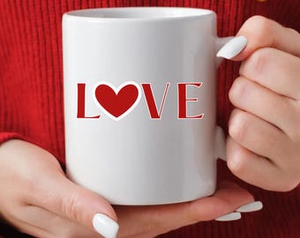 Taza con diseño de amor rojo, taza de café de amor para parejas
