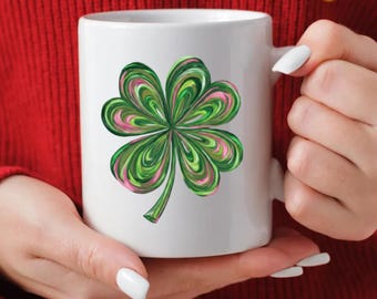 Taza del Día de San Patricio, Taza de Trébol de la Suerte, Bonito Regalo para la Fiesta de San Patricio, Taza de Café con Trébol de Cuatro Hojas, Artículos para Bebidas con Travesuras Retro Irlandesas