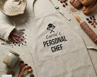 Personalized Apron With Pockets, Custom Apron, Custom Name Apron For Her, Artist Apron, Mothers Day Gift, Custom Kitchen Apron for Women