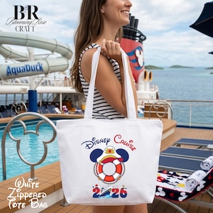 Bolso de lona de Mickey y sus amigos para cruceros Disney, bolso de mano para vacaciones familiares Disney, regalo para cruceros Disney, bolso de mano Disney, regalo de Mickey Mouse imagen 1