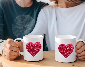 Taza con diseño de corazones en capas, taza de café con forma de corazón para parejas