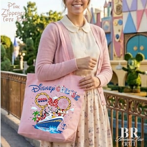 Mickey and Friends Disney Cruise Canvas Tote Bag, Disney Family Vacation Tote Bag, Disney Cruise Gift, Disney Tote Bag, Mickey Mouse Gift image 1