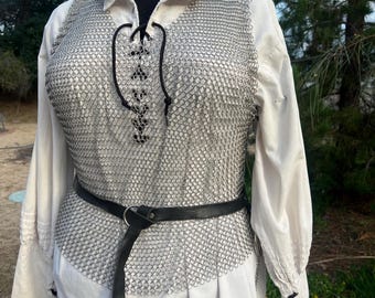 Unisex Adjustable Stainless Steel Chainmail Vest – Handmade Maille Armor for LARP, Renaissance, Medieval Wear