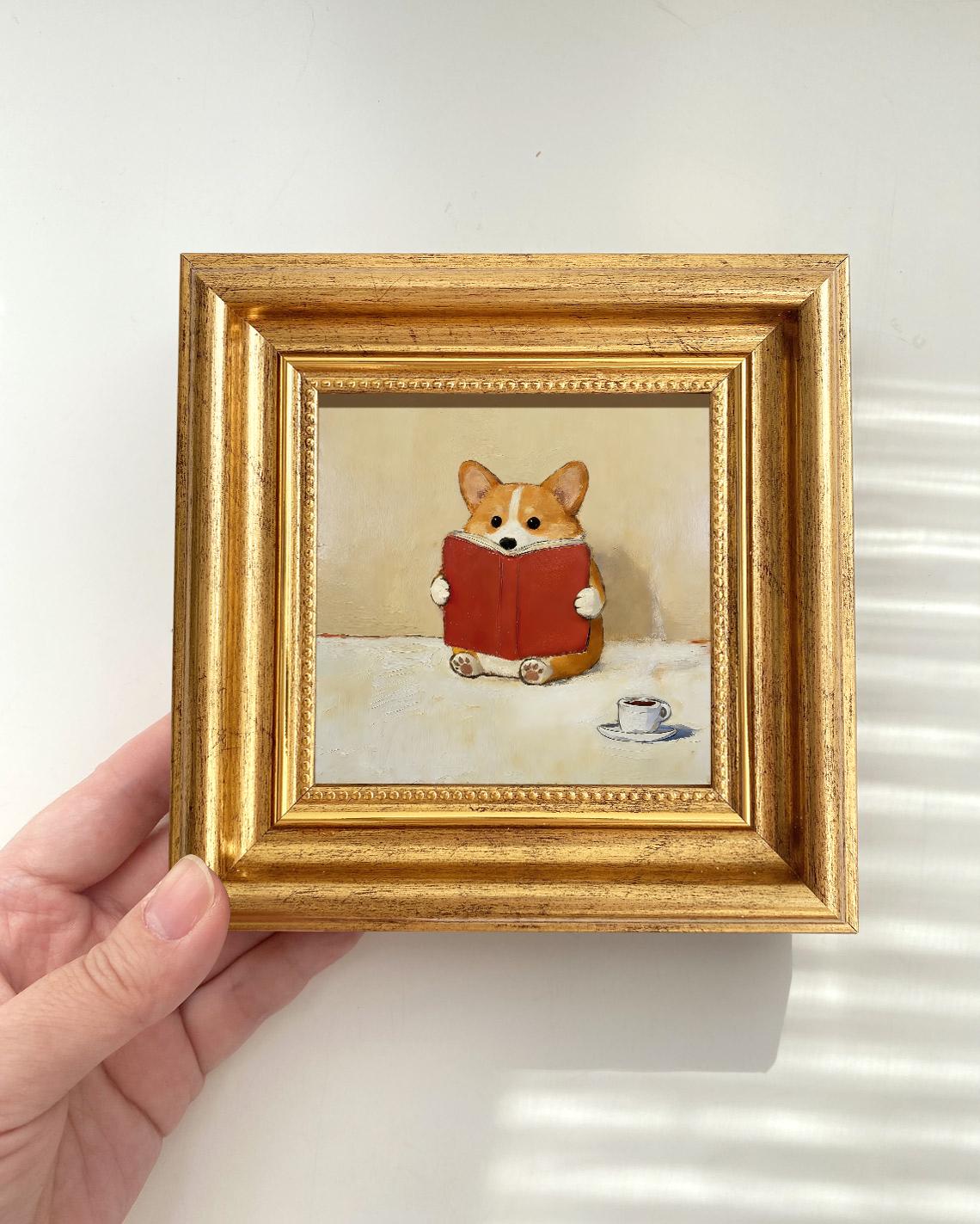コーギーの油絵 - Etsy 日本