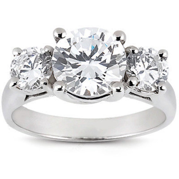 Items similar to Beautiful Classic 14k White Gold 3 Stone Engagement