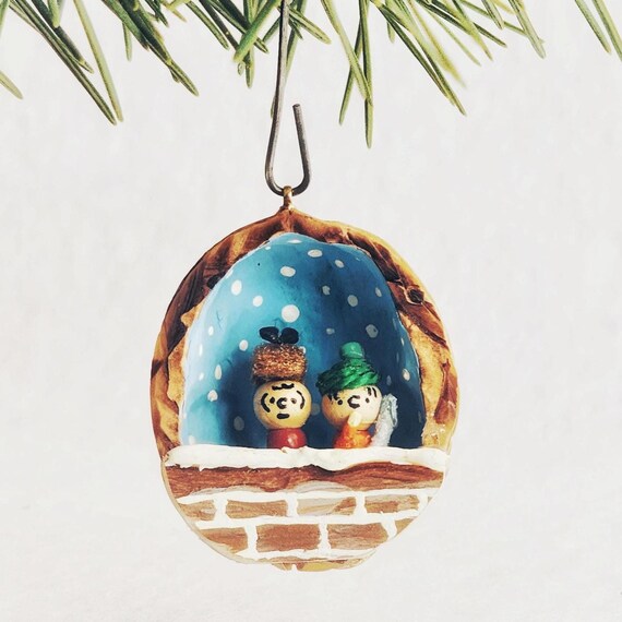 Erdnüsse Charlie Brown Ornament: Vintage Weihnachtsschmuck Retro Style Walnuss Schale, Charlie Brown Linus Snoopy Peanuts Cartoon