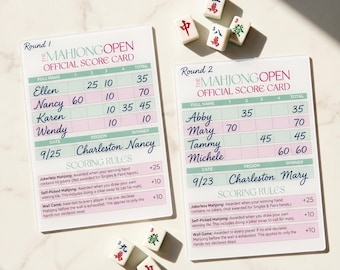 Mahjong Scoreboard, Reusable Acrylic Board, Portable Score Keeper (2 Sizes), American Mahjogn Accessories Gift