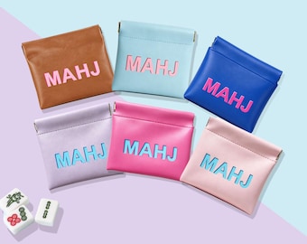 MAHJ Dice Pouch, Magnetic Closure, American Mahjong Accessory, Game Night Favor