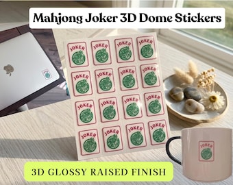 Mahjong Joker 3D Dome Stickers | Waterproof Glossy Raised Decals