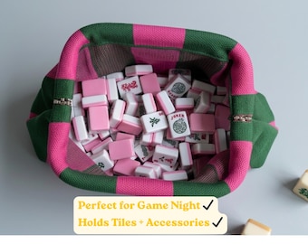 Personalized Striped Mahjong Storage Bag, American Mahjong Organizer, Game Night Clutch