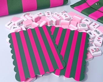 Mahjong Shuffler Card with Scalloped Edges, Bright Striped Mahjong Tile Shuffling Cards, Fits NMJL Card Pouch, American Mahjong Accessory