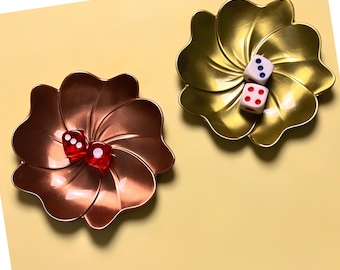 Mahjong Dice Tray, Flower Shape, Golden Lotus Holder, American Mahjong Accessories