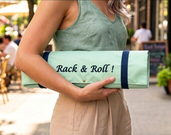 Custom Embroidered Mint Green Mahjong Rack Bag, Personalized Name Organizer, Padded Pusher Case