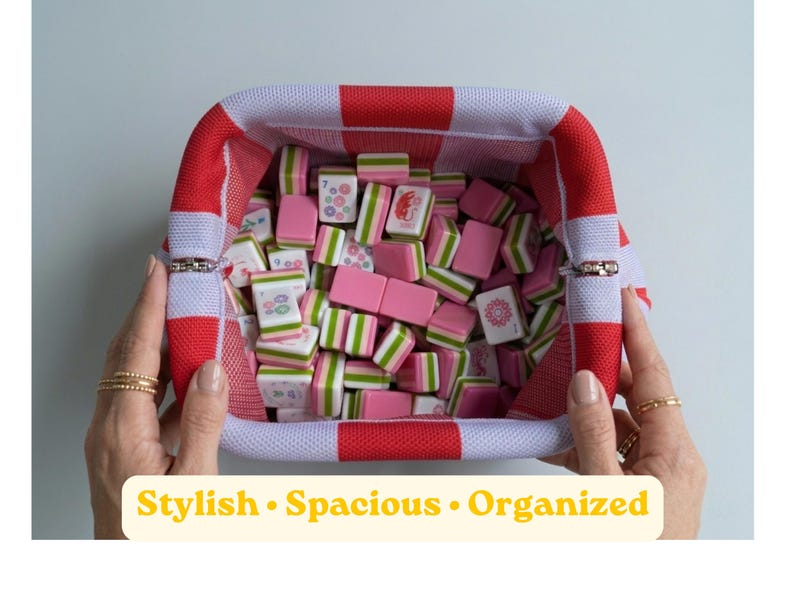 American Mahjong Tile Bag, Striped Knitted Pouch, Colorful Game Night Gifts image 2
