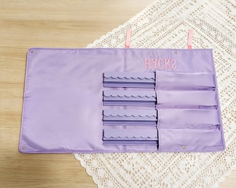 Lavender Custom Embroidered Mahjong Rack Bag, Padded Organizer Case, Fishtail Font Storage