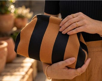 Striped Mahjong Tile Bag, Organizer, Clutch, Game Night Accessory, 17 color available