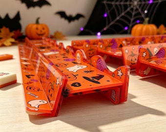 Halloween Mahjong Pushers, 20" Scalloped Acrylic, Spooky Season Accessories (Set of 4)