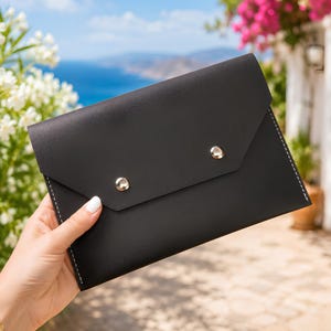 Mahjong Card Clutch, Leather clutch, Game Night Organizer, Father's day gift, Chic Tabletop Accessory image 1