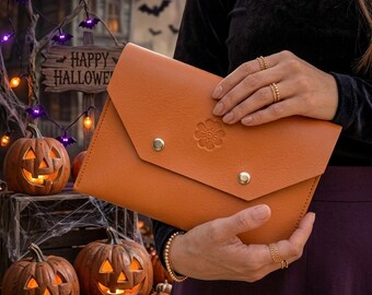Halloween Mahjong Clutch, Faux Leather PU Wristlet, American Mahjong Gift