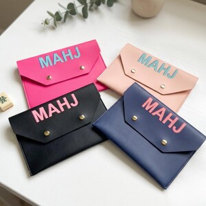 Mahjong Card Clutch, Leather clutch, Game Night Organizer, Father's day gift, Chic Tabletop Accessory image 14