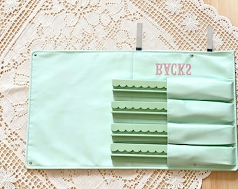 Custom Embroidered Mint Green Mahjong Rack Bag, Padded Organizer with Fishtail Font
