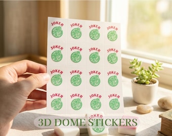Mahjong Joker 3D Dome Stickers | Glossy Raised Waterproof Decal, Mahjong tile replacement service