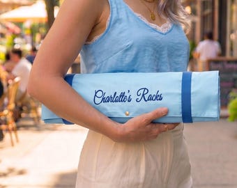Personalized Name Embroidered Mahjong Rack Bag, Padded Slots, Organizer for Mahjong Pushers