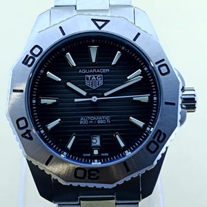 Vintage Tag Heuer Aqua-Racer Automatic Black Dial, Stainless Steel Case a & Bracelet, Rotating Bezel, Date Working Men's Wristwatch