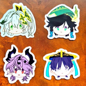 Vinyl Genshin Stickers, Durin, Venti, Nahida, Wanderer, Vinyl