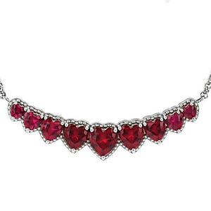 Heart Cut Natural Burma Red Ruby Gemstone 14K White Goldplated Over 925 Sterling Silver Purposal Gifted Necklace for Her