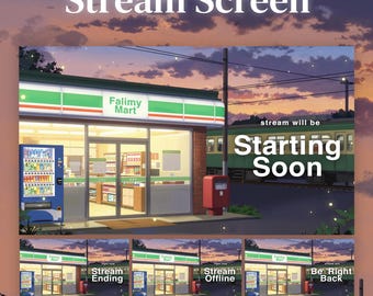 Stream Screen Pack - Evening Stop | Animated Screen Pack| Cozy Stream Asset | for Kick YouTube Twitch | Starting Soon | BRB Scene