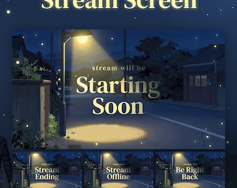 Stream Screen Pack - Quiet Night | Animated Screen Pack| Cozy Stream Asset | for Kick YouTube Twitch | Starting  Soon | BRB Scene