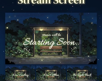 Stream Screen Pack - Gentle Night | Animated Screen Pack | Cozy Stream Asset | Twitch Kick YouTube Stream Screen | Starting Soon | BRB Scene