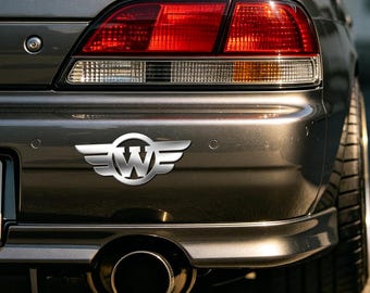 Custom Letter Circle Wing Car Emblems, Personalized Monogram Badge, Waterproof Auto Decal for Bumper, Exterior Decor