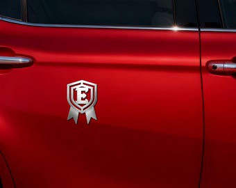 Personalized Initial Shield Ribbon Car Emblems, Custom Letter Badge for Truck SUV Body Door Exterior Decor