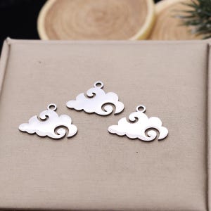 Tiny Stainless Steel Cloud Charm, DIY Jewelry Component (0.82x0.62 inch)