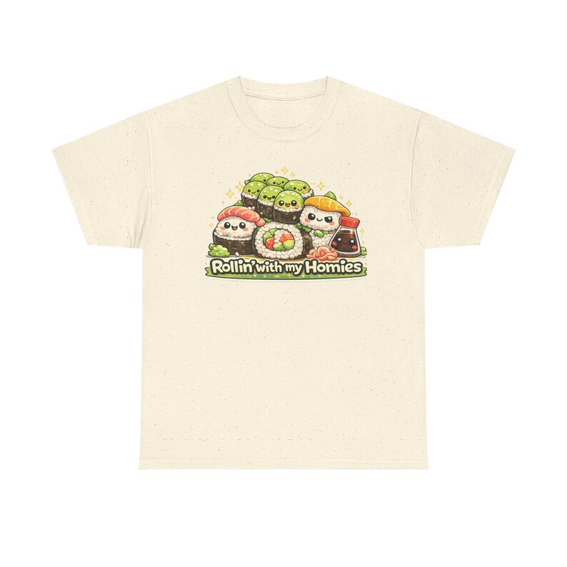 Sushi Graphic T-Shirt, "Rollin' With My Homies", Kawaii Shirt, Gifts for Teen Girls, Gifts for Girls, Gifts For Daughters, Gifts for Friend image 10