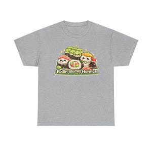 Sushi Graphic T-Shirt, "Rollin' With My Homies", Kawaii Shirt, Gifts for Teen Girls, Gifts for Girls, Gifts For Daughters, Gifts for Friend image 5