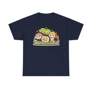 Sushi Graphic T-Shirt, "Rollin' With My Homies", Kawaii Shirt, Gifts for Teen Girls, Gifts for Girls, Gifts For Daughters, Gifts for Friend image 17
