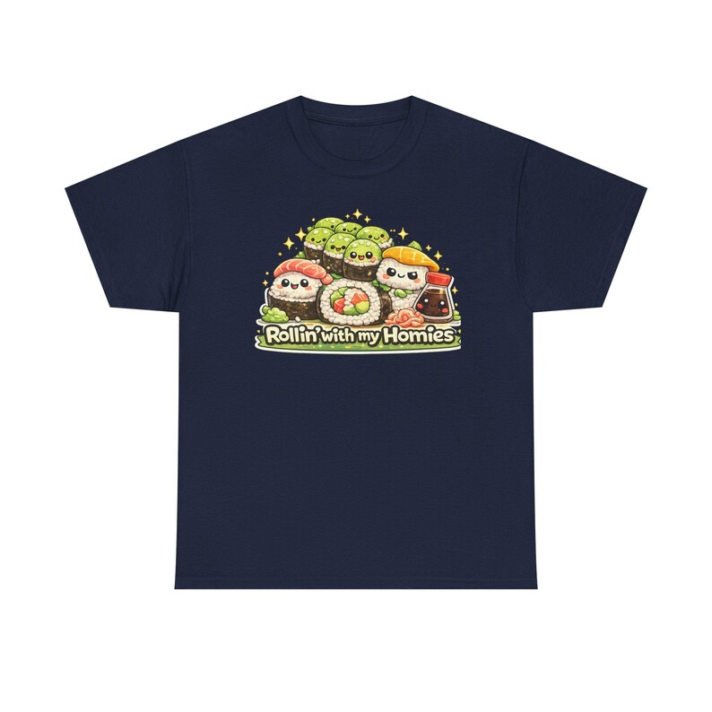 Sushi Graphic T-Shirt, "Rollin' With My Homies", Kawaii Shirt, Gifts for Teen Girls, Gifts for Girls, Gifts For Daughters, Gifts for Friend image 17