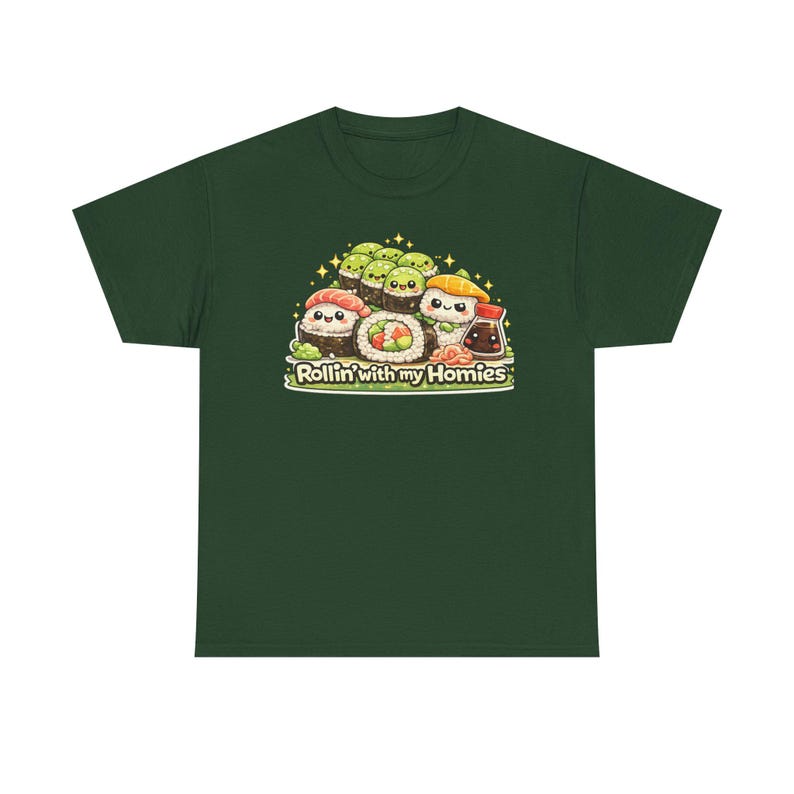 Sushi Graphic T-Shirt, "Rollin' With My Homies", Kawaii Shirt, Gifts for Teen Girls, Gifts for Girls, Gifts For Daughters, Gifts for Friend image 12