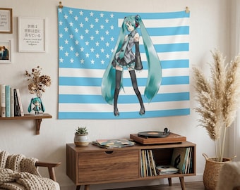 Hatsune Miku Wandflagge, offiziell lizenzierter Vocaloid Wandbehang, Anime Zimmer Dekor, Kawaii Gaming Wohnheim Wandbehang, Miku Fan Geschenk